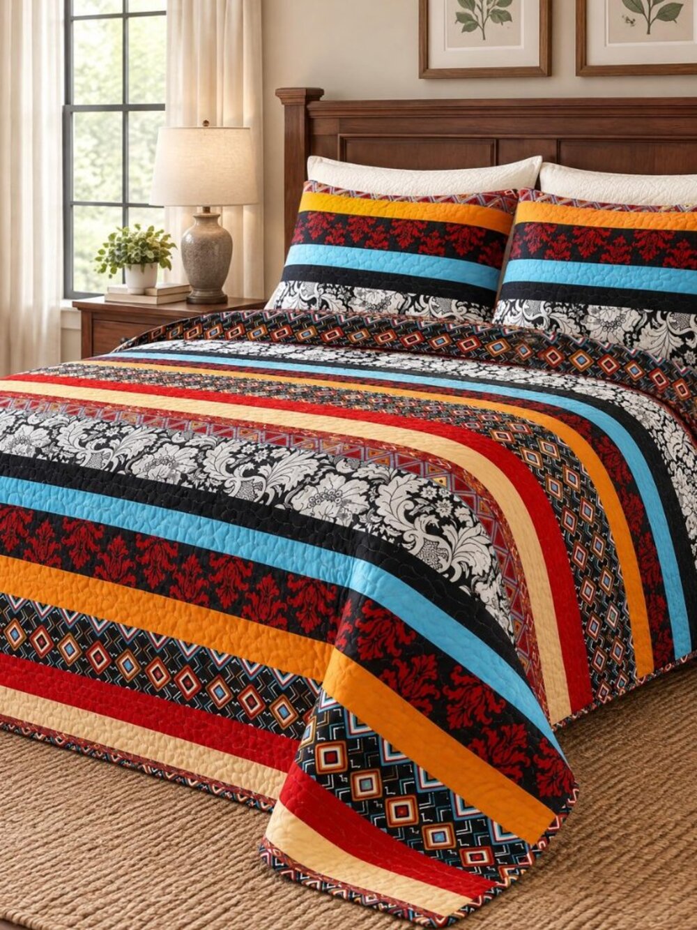 Boho Quilt Sets, Reversible Lightweight Bedspread,Twin